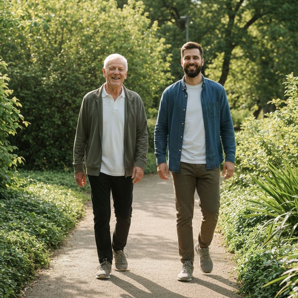 Verschiedene Generationen bei einem Spaziergang im Park