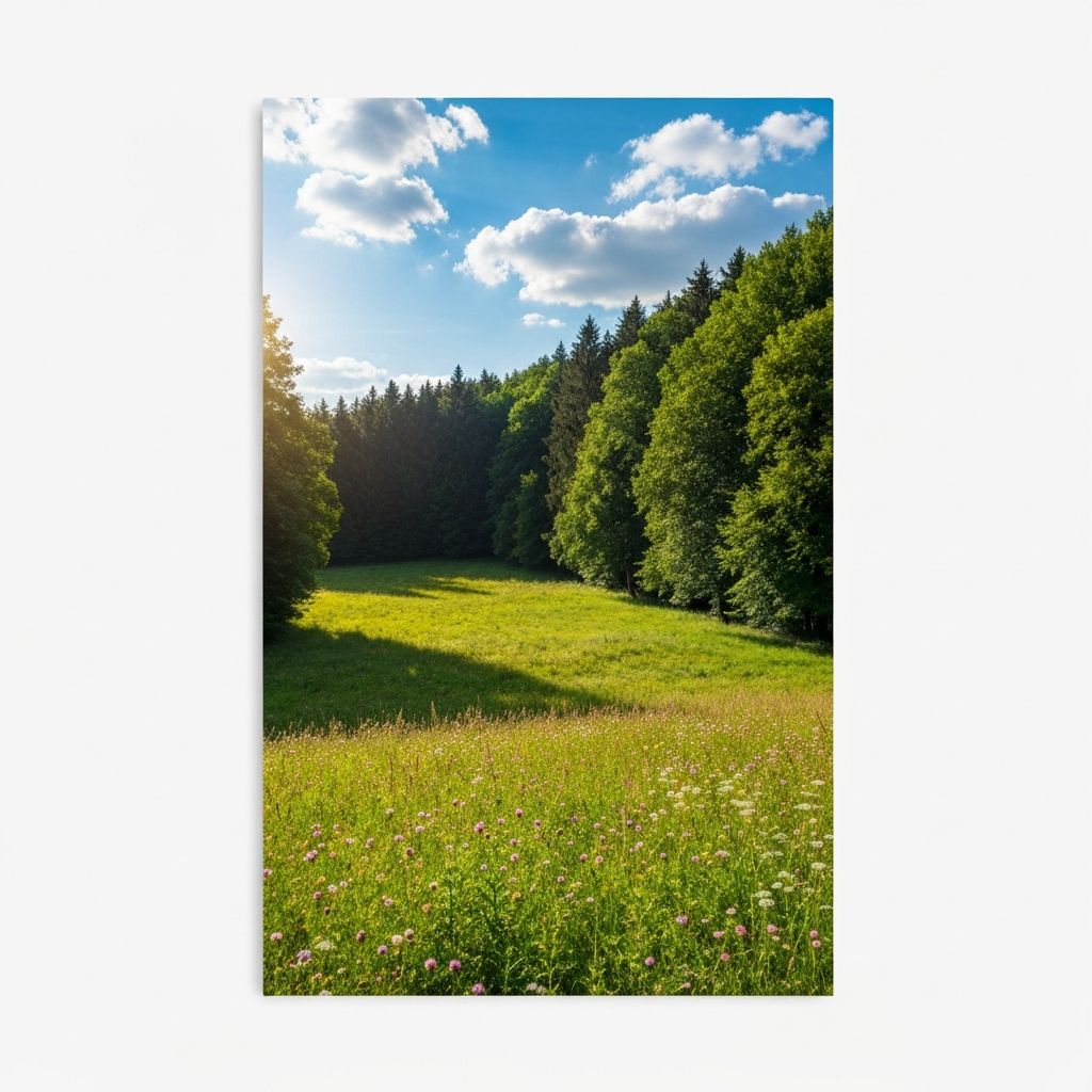 Natürliche Landschaft mit grünen Wiesen und Feldern